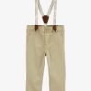 Baby Boy Twill Suspender Pants - Khaki
