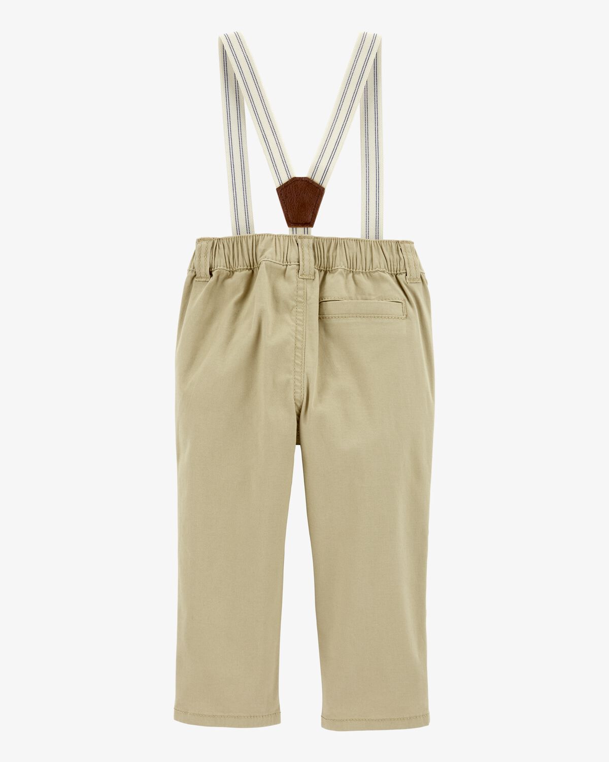 Baby Boy Twill Suspender Pants - Khaki