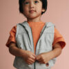 Toddler Boy French Terry Hooded Vest with Pocket - Heather Grey 12 Toddler Boy French Terry Hooded Vest with Pocket - Heather Grey