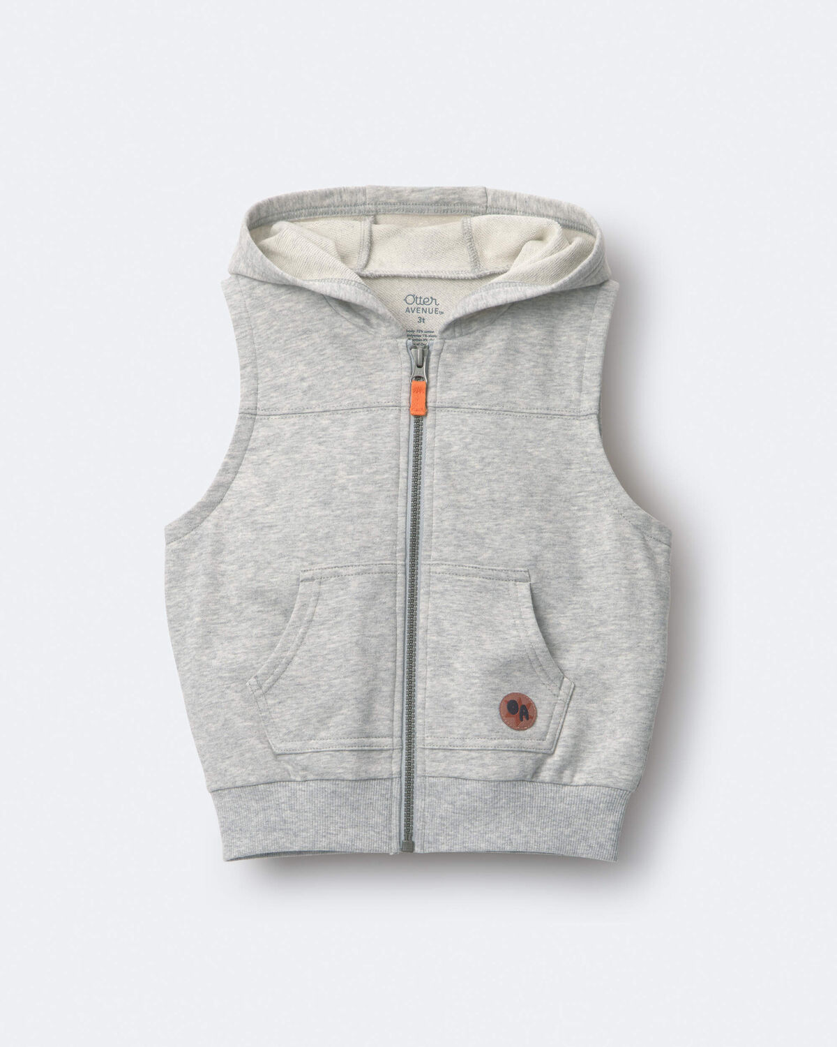 Toddler Boy French Terry Hooded Vest with Pocket - Heather Grey 2 Toddler Boy French Terry Hooded Vest with Pocket - Heather Grey
