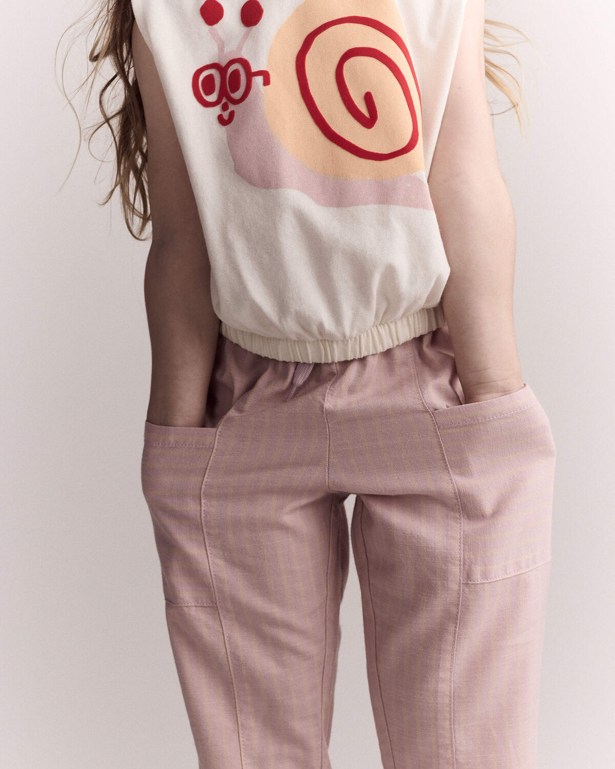 Toddler Girl Pocket Pant in Stripes - Light Pink 3 Toddler Girl Pocket Pant in Stripes - Light Pink
