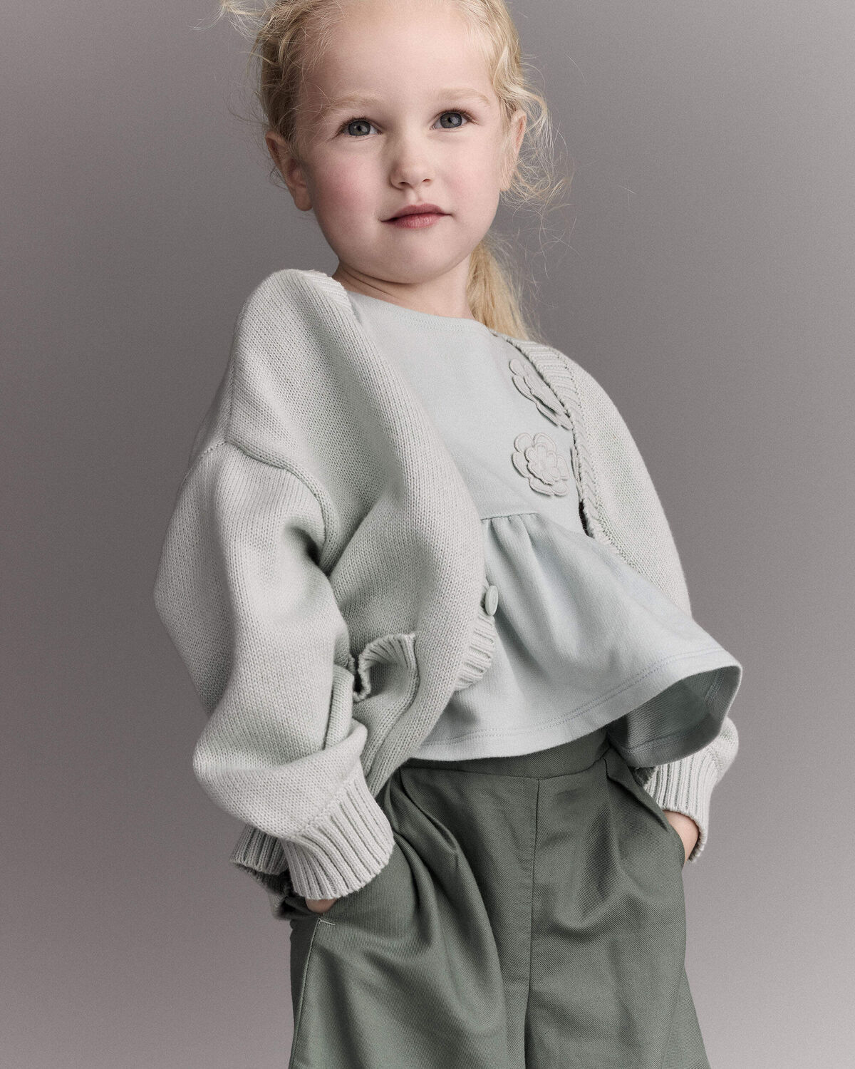 Toddler Girl Cardigan with Avenue Pockets - Light Blue 1 Toddler Girl Cardigan with Avenue Pockets - Light Blue