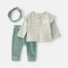 Baby Girl 3-Piece Bear Long-Sleeve Top & Pant Set - Green