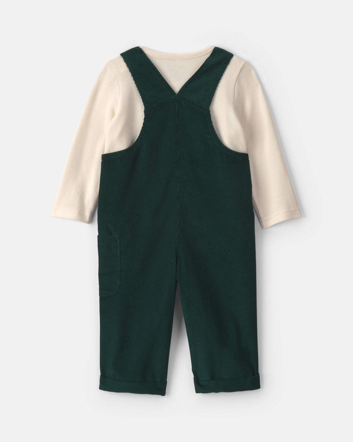 Baby Boy 2-Piece Candy Cane Corduroy Long-Sleeve Overall Set - Green/Cream