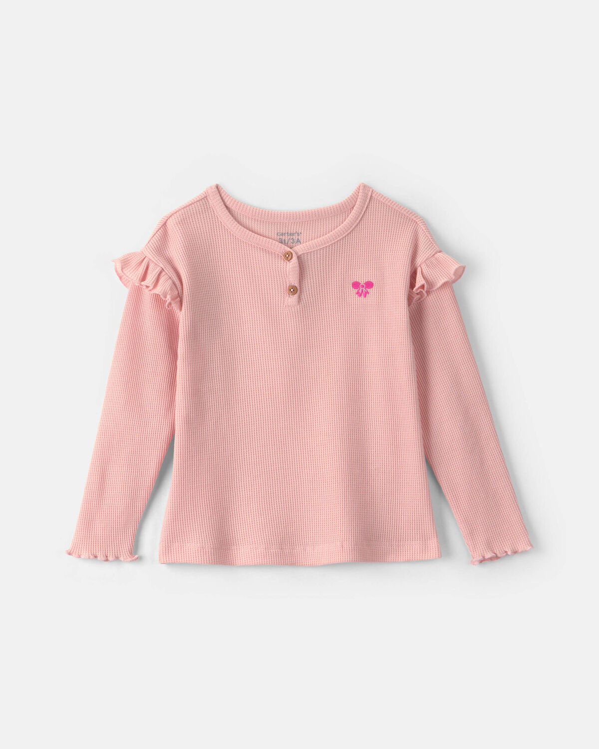 Toddler Girl Bow Thermal Long-Sleeve Top - Pink 1 Toddler Girl Bow Thermal Long-Sleeve Top - Pink