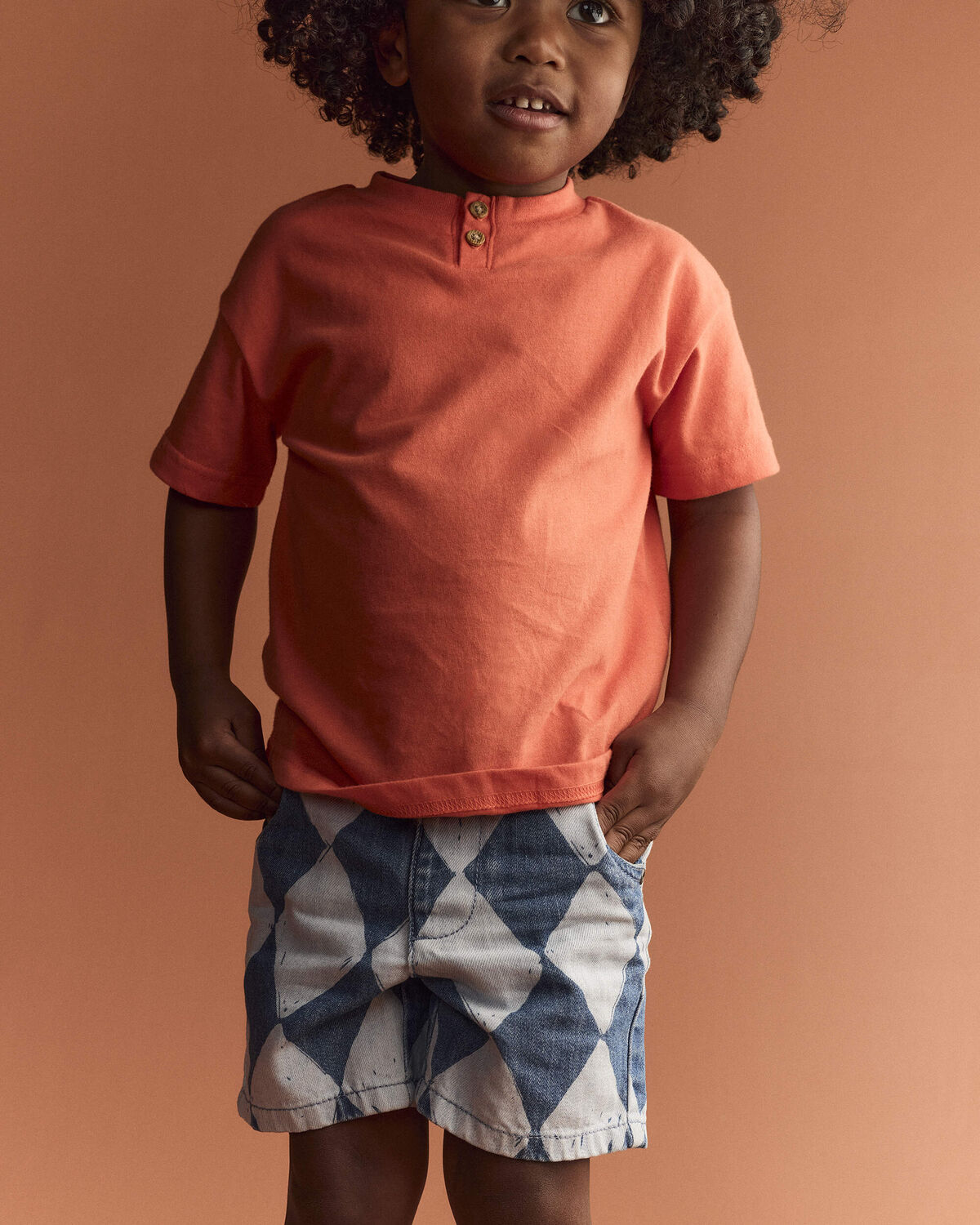 Toddler Boy Button-Front Tee - Orange 1 Toddler Boy Button-Front Tee - Orange