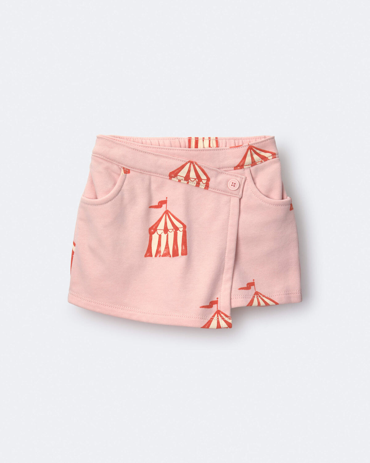 Toddler Girl Asymmetrical Skort in Big Top Print - Light Pink
