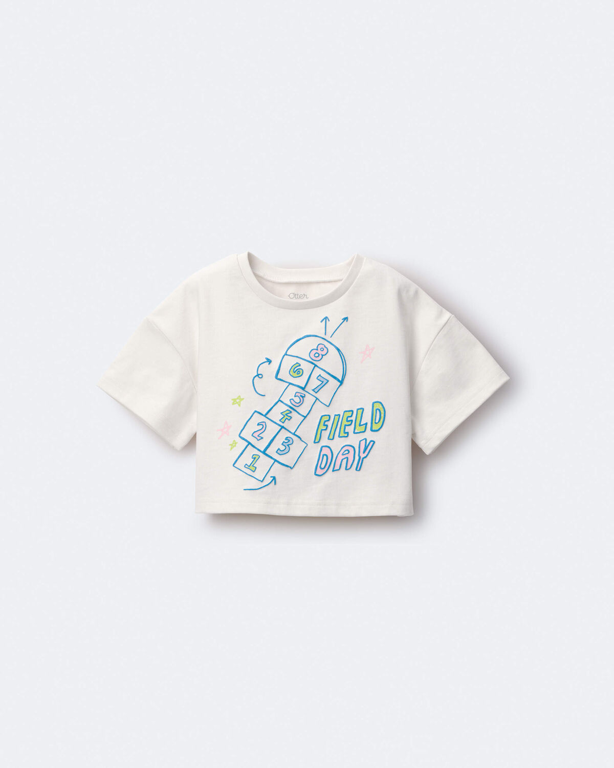 Toddler Girl 'Field Day' Breezy Top in Hopscotch Print - Cream 2 Toddler Girl 'Field Day' Breezy Top in Hopscotch Print - Cream