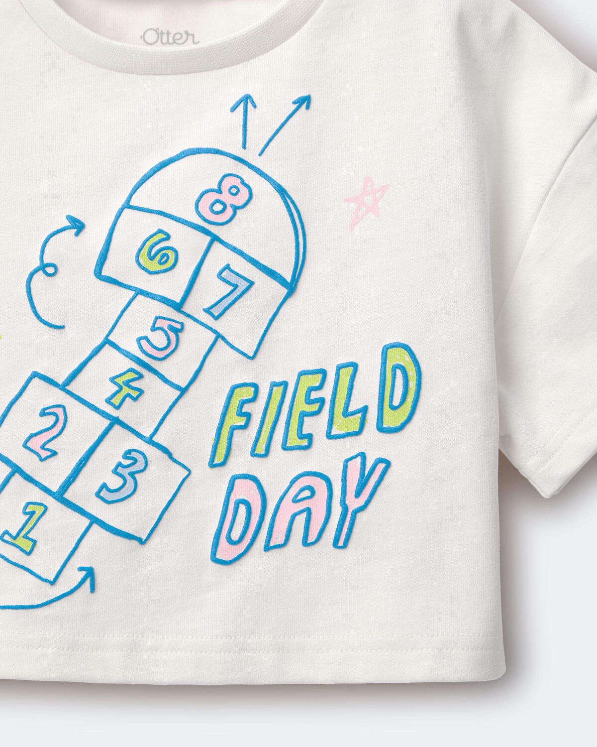 Toddler Girl 'Field Day' Breezy Top in Hopscotch Print - Cream 6 Toddler Girl 'Field Day' Breezy Top in Hopscotch Print - Cream