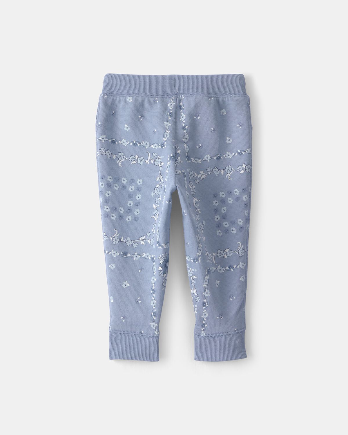 Baby Girl Floral Drawstring Knit Joggers - Blue