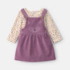 Baby Girl 2-Piece Fox Velvety Long-Sleeve Dress Set - Purple/Cream