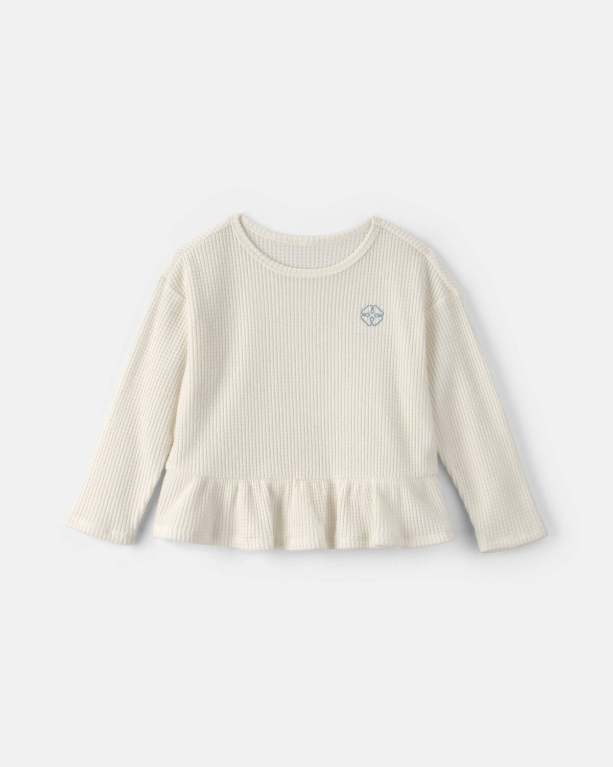 Toddler Girl Thermal Long-Sleeve Peplum Top - Cream