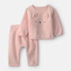 Baby Girl 2-Piece Bear Fleece Long-Sleeve Top & Pant Set - Pink
