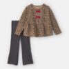 Baby Girl 2-Piece Leopard Long-Sleeve Top & Pant Set - Brown/Grey