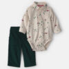 Baby Boy 2-Piece Christmas Twill Long-Sleeve Top & Pant Set - Cream/Green 11 Baby Boy 2-Piece Christmas Twill Long-Sleeve Top & Pant Set - Cream/Green