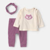 Baby Girl 3-Piece Fox Long-Sleeve Top & Pant Set - Purple/Cream