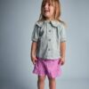 Toddler Girl Peter Pan Collar Top in Stripes - Teal