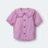 Toddler Girl Peter Pan Collar Top in Stripes - Pink