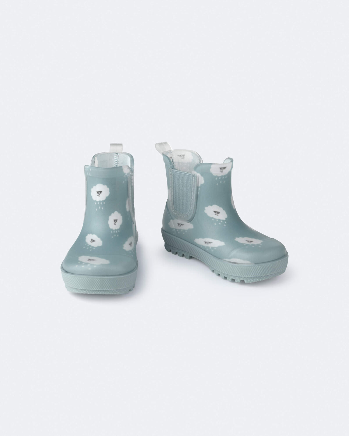Toddler Rainboots in Rain Cloud Print - Pale Blue