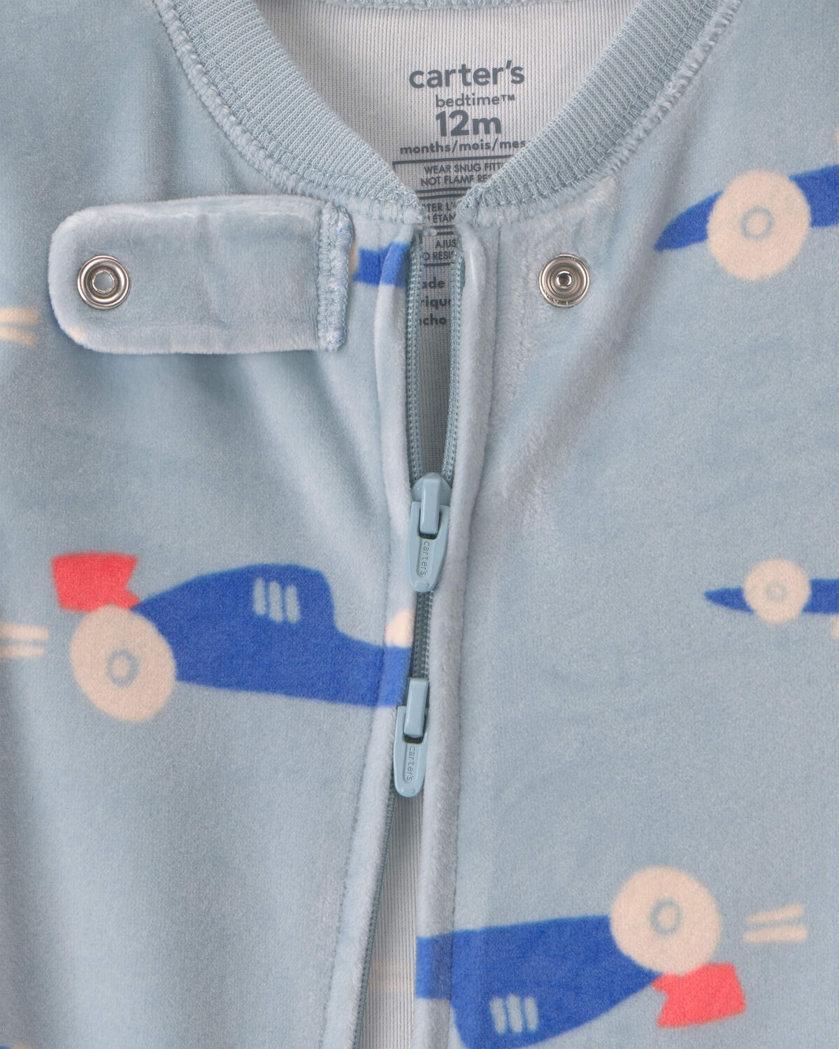 Baby Boy 1-Piece Car 2-Way Zip DreamPlush Snug Fit Footed Pajama - Blue 3 Baby Boy 1-Piece Car 2-Way Zip DreamPlush Snug Fit Footed Pajama - Blue