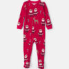 Baby 1-Piece Brown Santa Christmas 2-Way Zip 100% Cotton Snug Fit Footed Pajama - Red