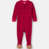 Toddler 1-Piece Striped Reindeer 100% Cotton Snug Fit Footed Pajama - Red