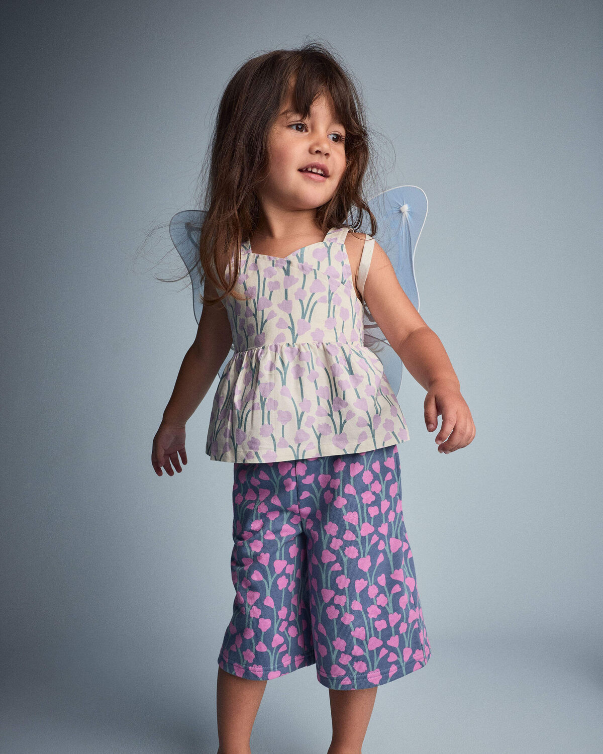Toddler Girl Peplum Tank Top in Wildflower Print - Cream 1 Toddler Girl Peplum Tank Top in Wildflower Print - Cream
