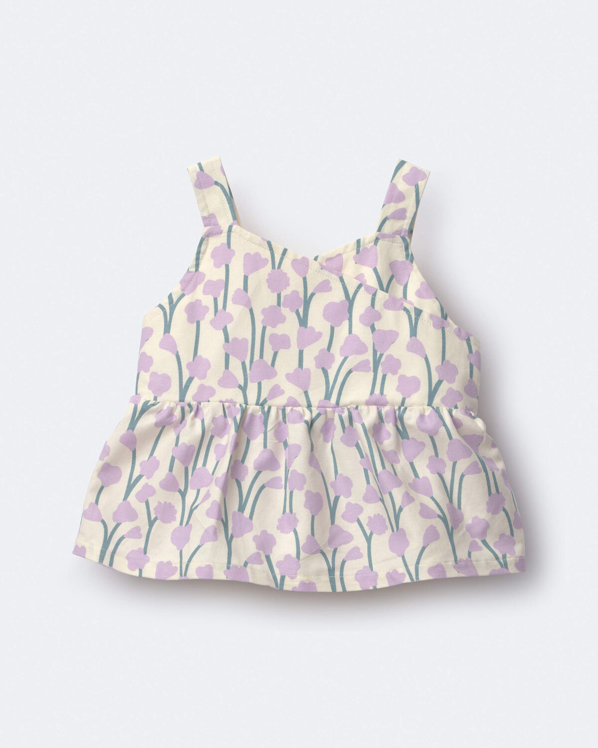 Toddler Girl Peplum Tank Top in Wildflower Print - Cream 2 Toddler Girl Peplum Tank Top in Wildflower Print - Cream