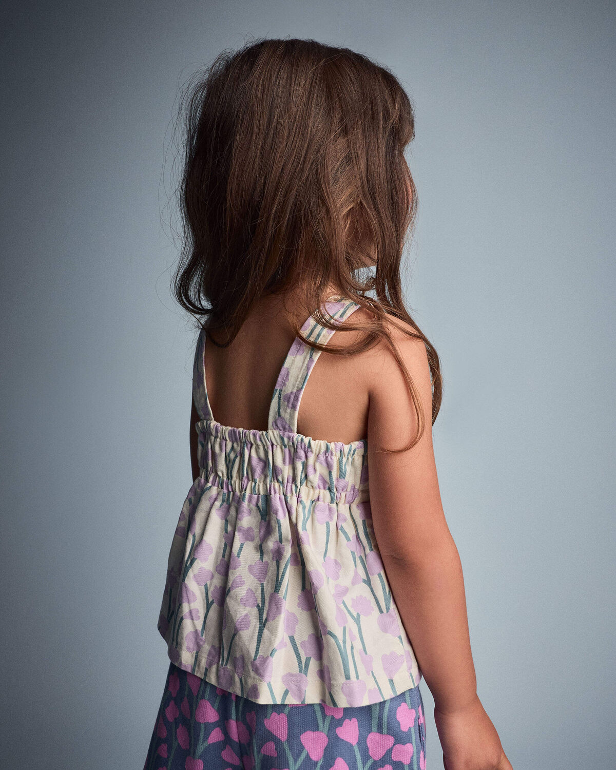 Toddler Girl Peplum Tank Top in Wildflower Print - Cream 4 Toddler Girl Peplum Tank Top in Wildflower Print - Cream