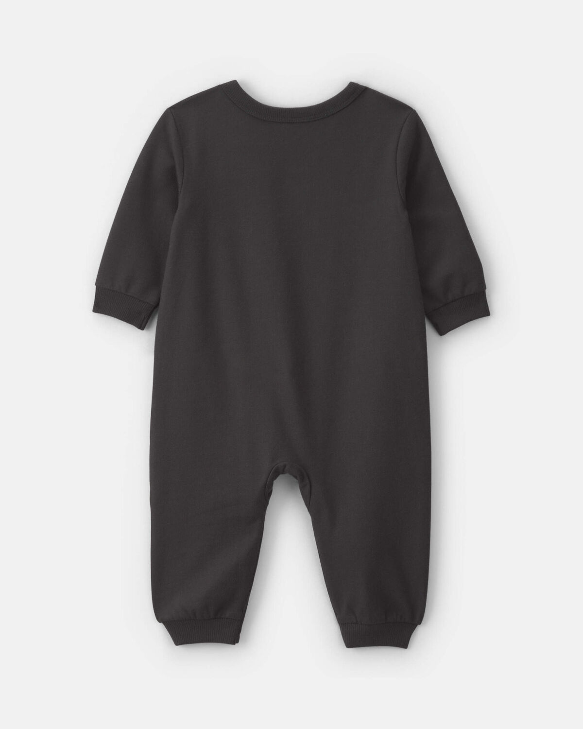 Baby Halloween Skeleton French Terry Long-Sleeve Jumpsuit - Charcoal