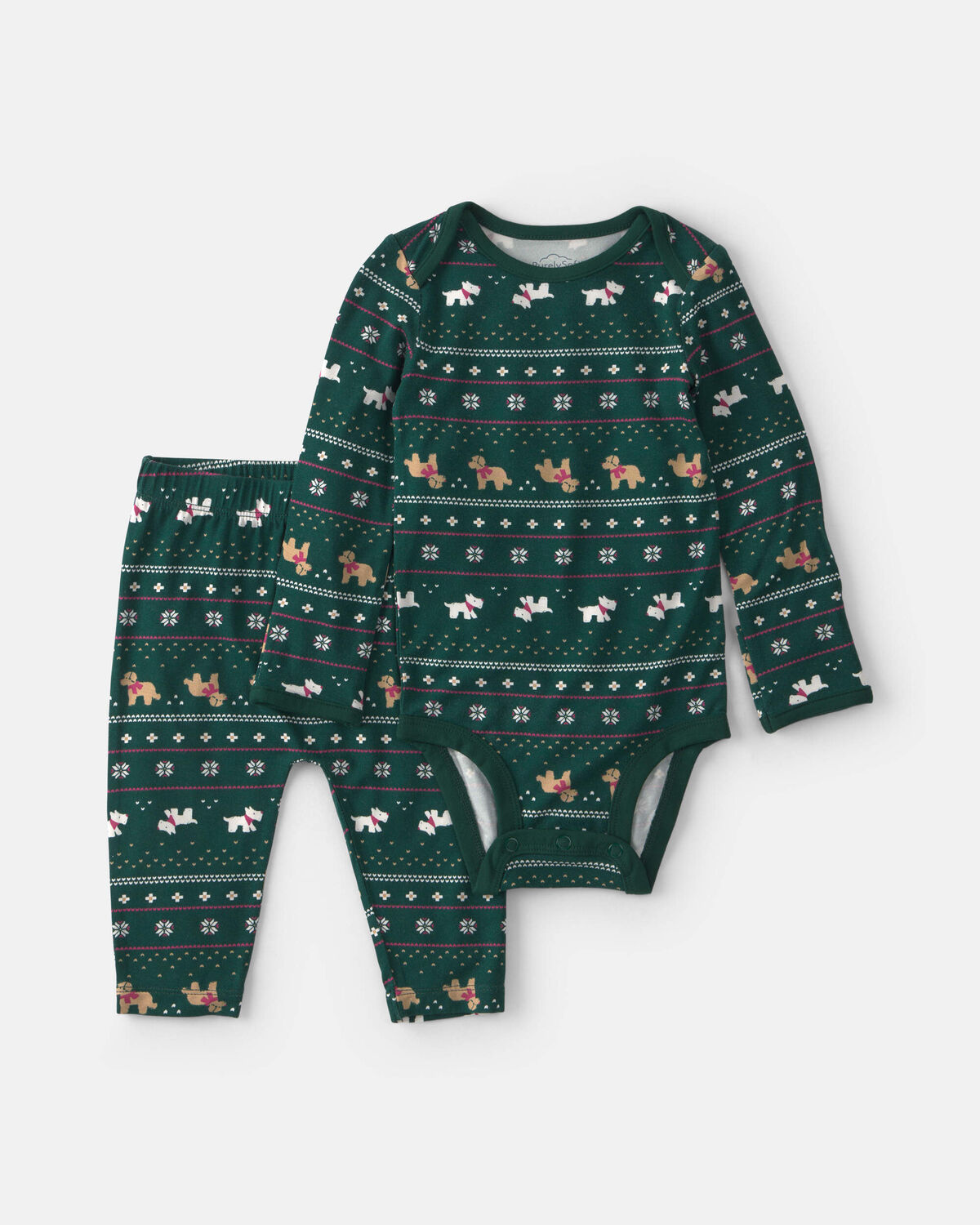 Baby 2-Piece Fair Isle PurelySoft™ Long-Sleeve Bodysuit & Pant Set - Green 1 Baby 2-Piece Fair Isle PurelySoft™ Long-Sleeve Bodysuit & Pant Set - Green
