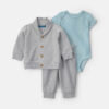 Baby Boy 3-Piece French Terry Layering Set - Grey/Blue