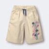 Toddler Girl Embroidered Wide-Leg Pants with Flowers - Cream