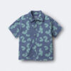 Toddler Boy Button-Down Short-Sleeve Shirt in Abstract Print - Slate Blue