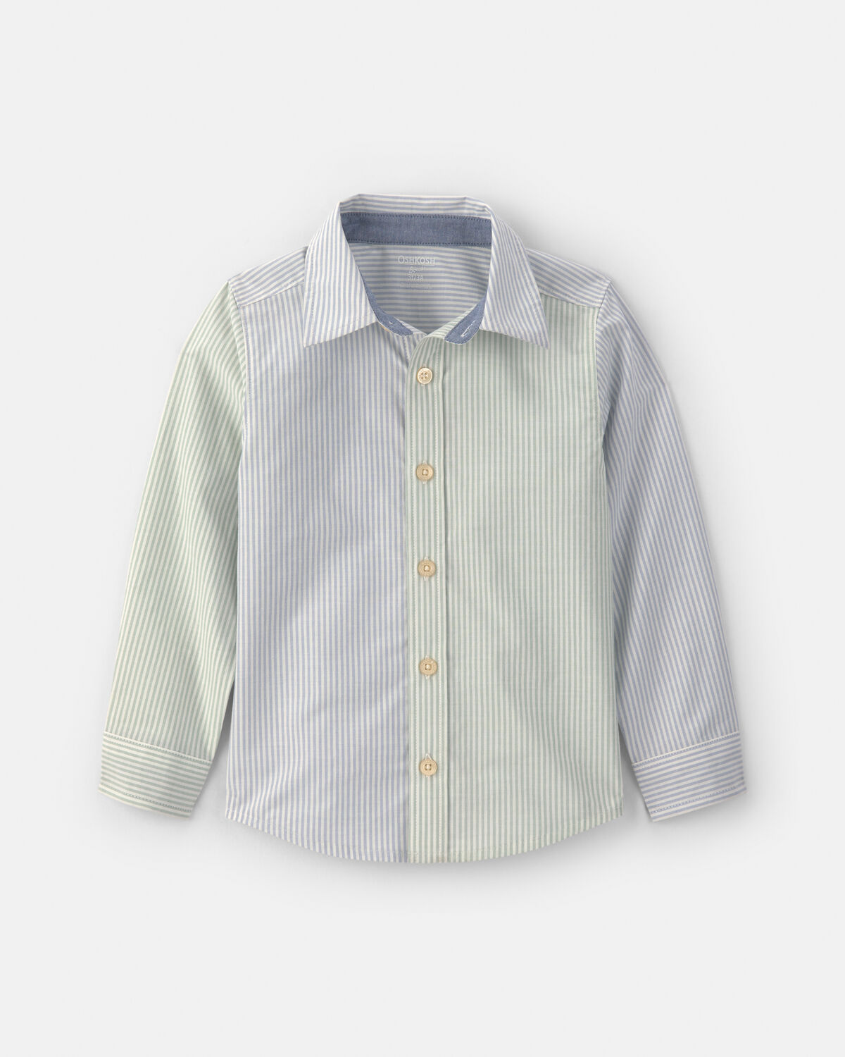 Toddler Boy Poplin Button-Down Shirt- Green/Blue 1 Toddler Boy Poplin Button-Down Shirt- Green/Blue