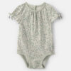 Baby Girl Floral Short-Sleeve Bodysuit - Green