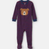 Toddler Boy 1-Piece Dog Striped 100% Cotton Snug Fit Footed Pajama - Burgundy/Blue