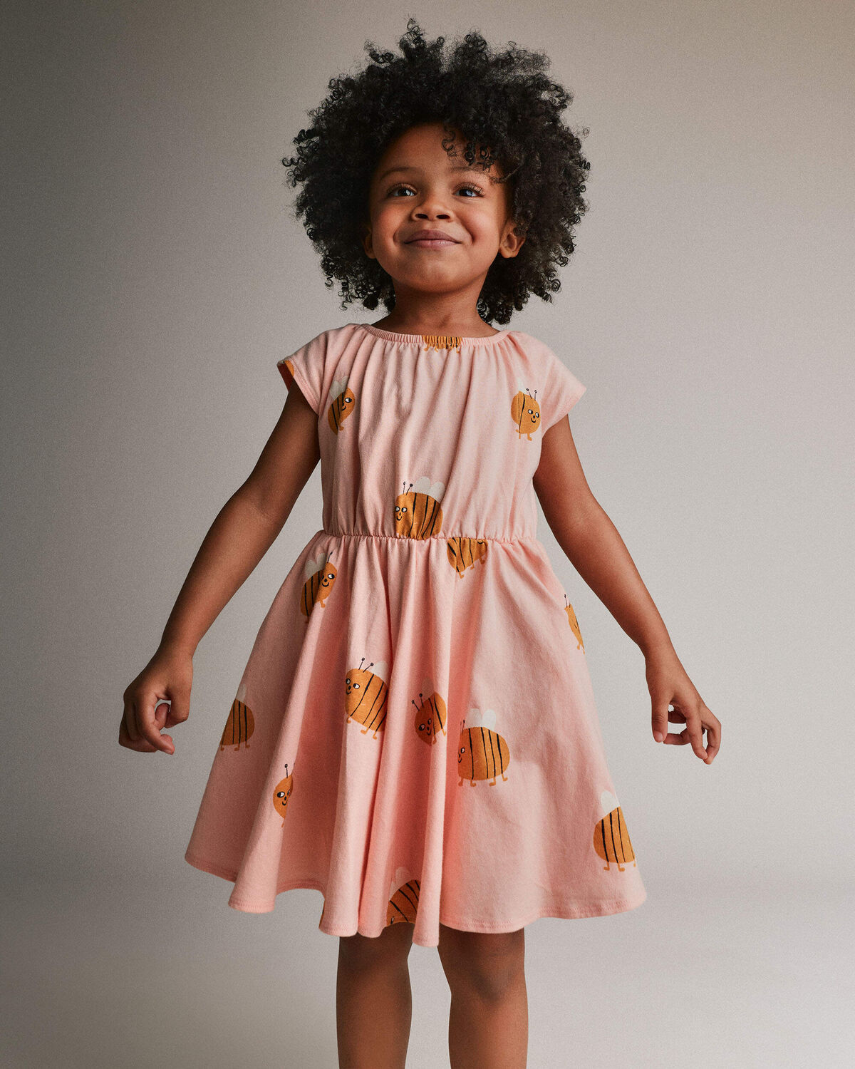 Toddler Girl Avenue Twirl™ Dress in Bee Print - Light Pink 1 Toddler Girl Avenue Twirl™ Dress in Bee Print - Light Pink