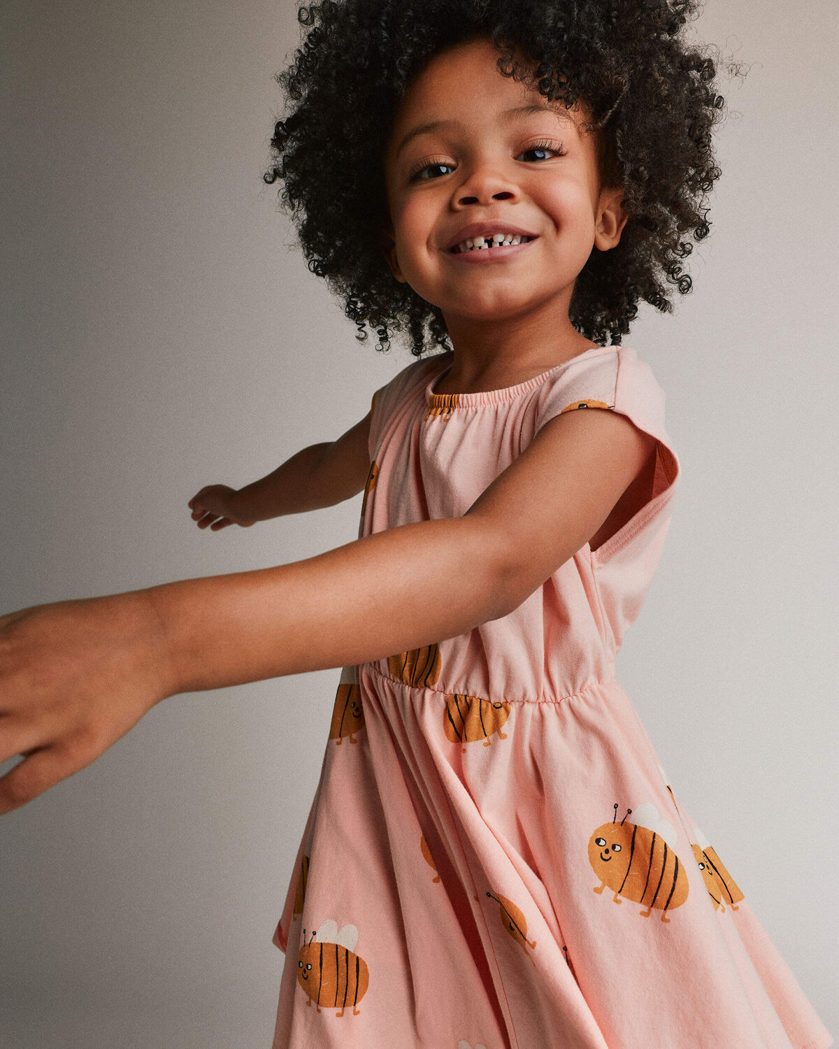 Toddler Girl Avenue Twirl™ Dress in Bee Print - Light Pink 3 Toddler Girl Avenue Twirl™ Dress in Bee Print - Light Pink