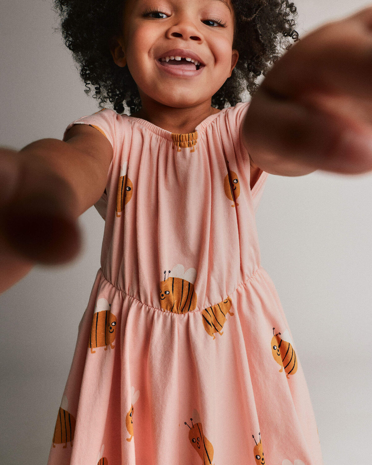 Toddler Girl Avenue Twirl™ Dress in Bee Print - Light Pink 4 Toddler Girl Avenue Twirl™ Dress in Bee Print - Light Pink