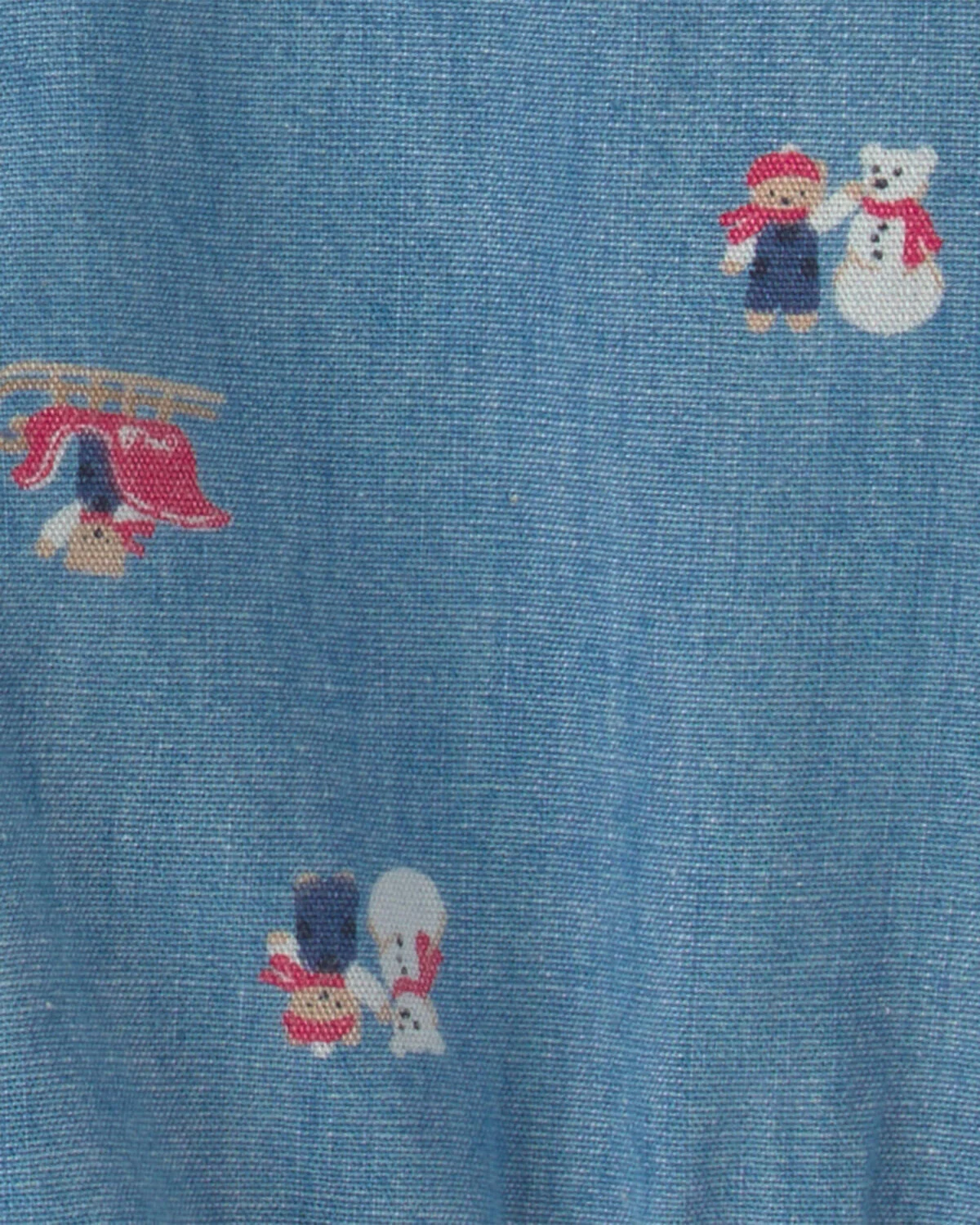 Baby Boy Snowman Chambray Long-Sleeve Bodysuit - Blue 2 Baby Boy Snowman Chambray Long-Sleeve Bodysuit - Blue
