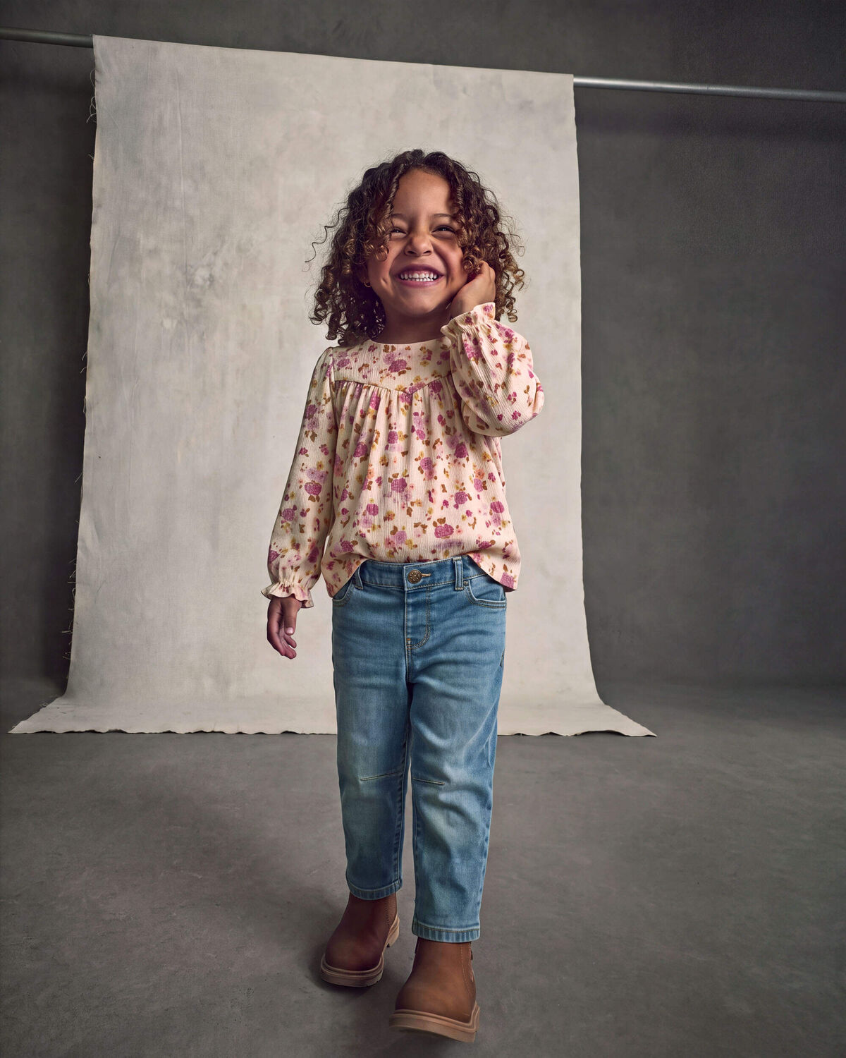 Toddler Girl Denim Barrel Jeans - Medium Wash