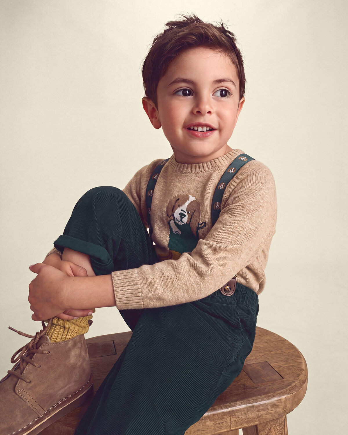 Toddler Boy Dog Sweater - Brown 3 Toddler Boy Dog Sweater - Brown