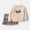 Baby Girl 2-Piece 'Good Day' Plaid Fleece Long-Sleeve Top & Skirt Set - Cream/Burgundy