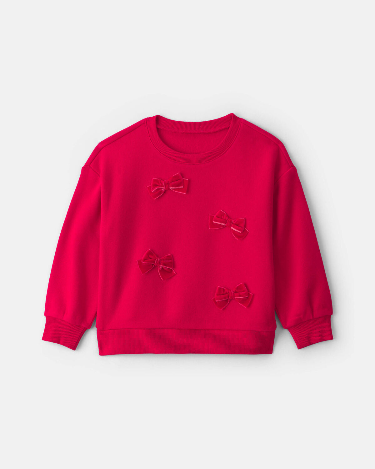 Toddler Girl Bow Pullover Sweatshirt - Red 1 Toddler Girl Bow Pullover Sweatshirt - Red