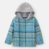 Toddler Boy Plaid Flannel Hooded Button-Down Shirt - Blue/Yellow/Grey