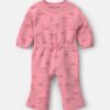 Baby Girl Bow Fleece Long-Sleeve Jumpsuit - Pink