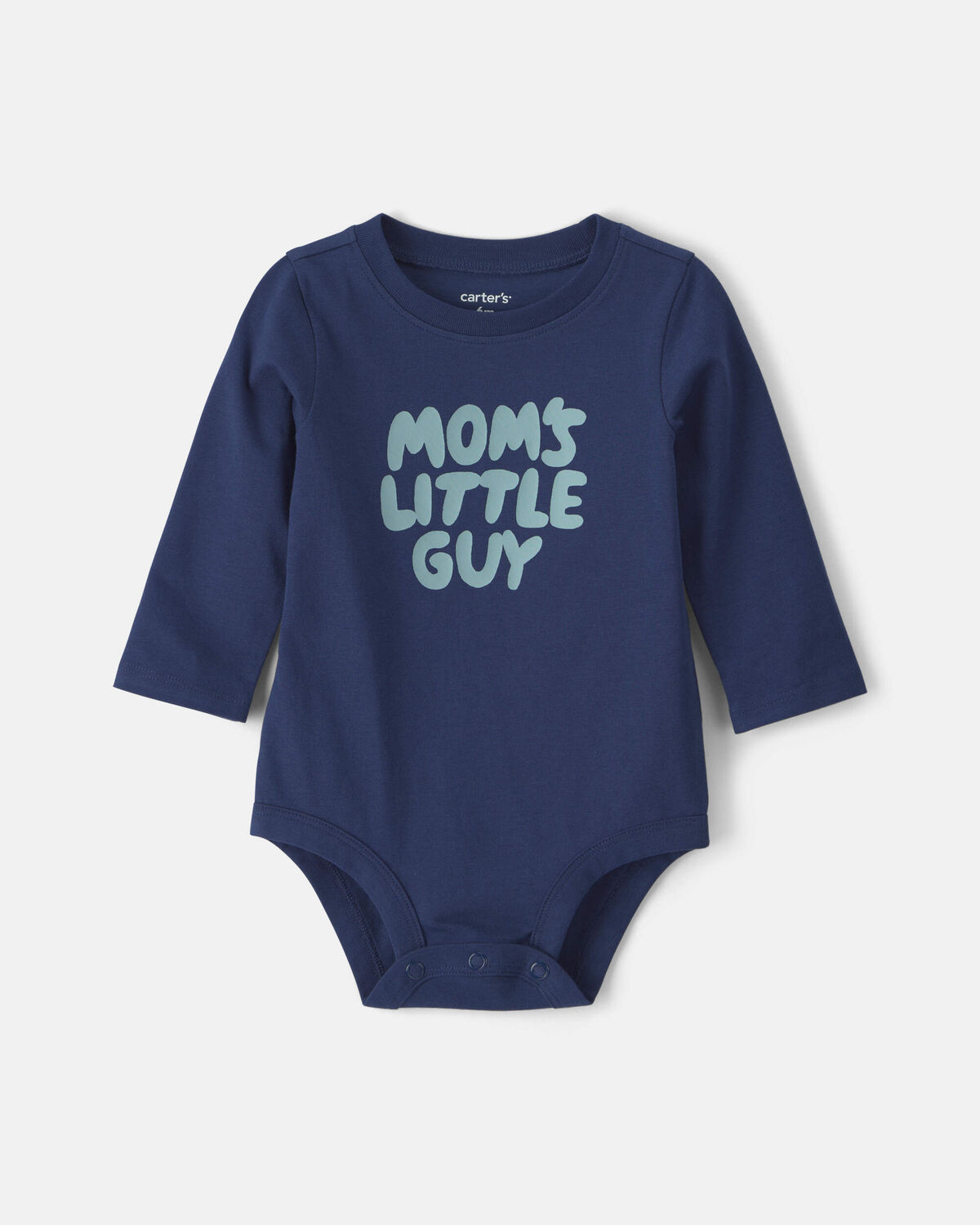 Baby Boy 'Mom's Little Guy' Long-Sleeve Graphic Bodysuit - Navy Blue 1 Baby Boy 'Mom's Little Guy' Long-Sleeve Graphic Bodysuit - Navy Blue