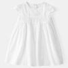 Baby Girl Textured Babydoll Dress - White