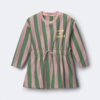 Toddler Girl Tie-Front Dress in Stripes - Mauve